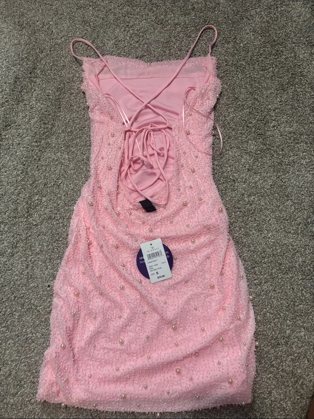 (BOTH DRESSES) Pink Beaded Cowl Neck Dress and White Sequin Dress. NWT - Picture 5 of 5